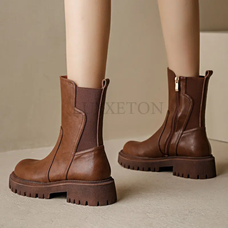 Women Ankle Boots Thick Heels Mature Fashion Concise Genuine Leather Shoes Woman Working Outdoor Casual New Luxury Brand Woman
Women Ankle Boots Thick Heels Mature Fashion Concise Genuine Leather Shoes Woman Working Outdoor Casual New Luxury Brand Woman