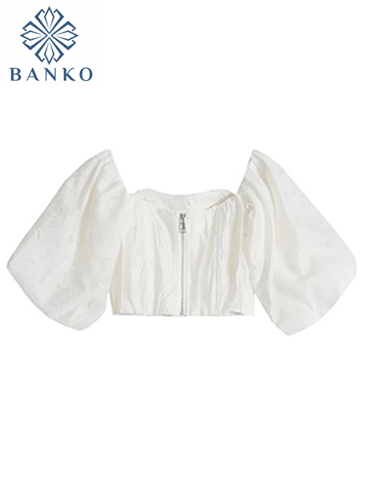 Women's White Shirts and Blouses Korean Style Harajuku Fashion Puff Sleeve Plaid Kawaii Zippers Vintage Shirt Top Clothes Summer
Women's White Shirts and Blouses Korean Style Harajuku Fashion Puff Sleeve Plaid Kawaii Zippers Vintage Shirt Top Clothes Summer