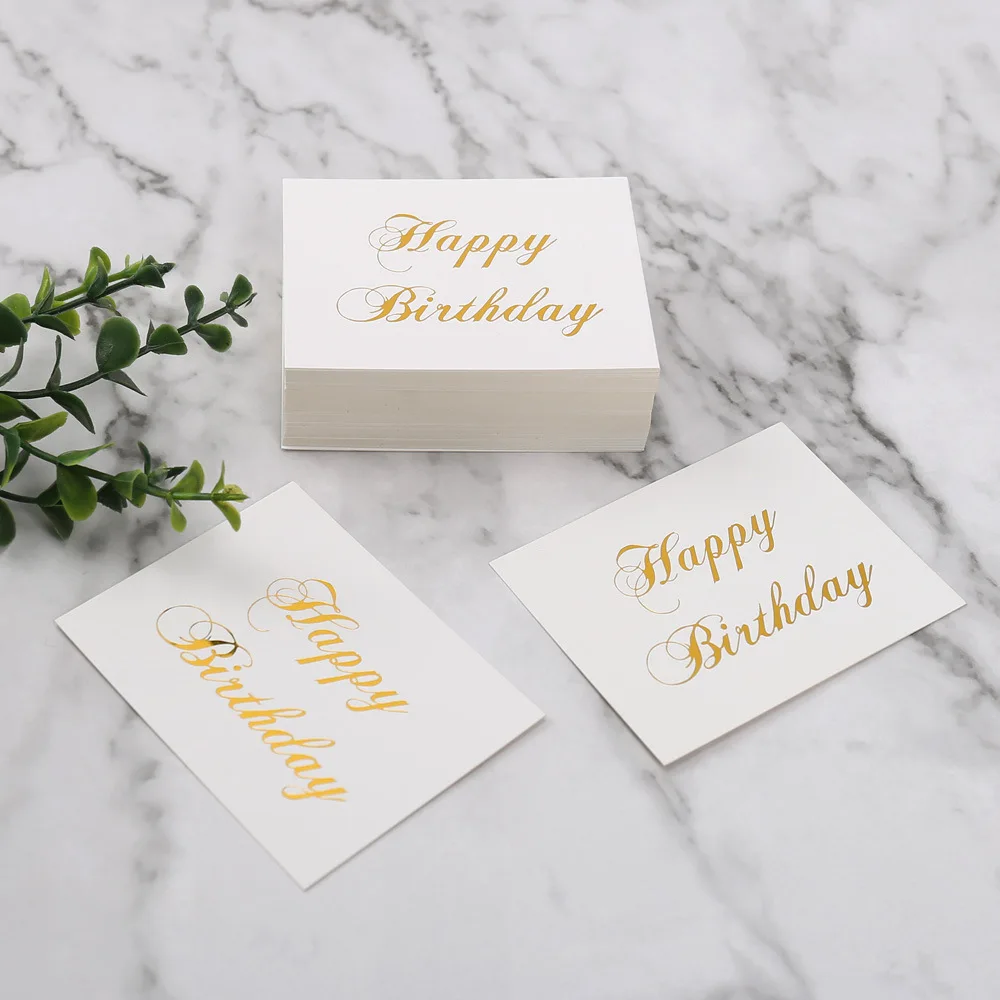 50pcs/Pack 6x7.8cm White Gold Stamping Happy Birthday Card Smalll Birthday Greeting Card Birthday Gift Decor Personalized Cards
50pcs/Pack 6x7.8cm White Gold Stamping Happy Birthday Card Smalll Birthday Greeting Card Birthday Gift Decor Personalized Cards