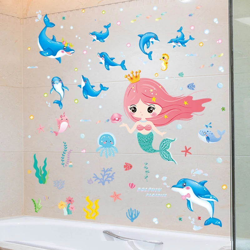 Under Water Girl Mermaid Wall Stickers Vinyl DIY Dolphin Animals Wall Decals for Kids Room Baby Bedroom Nursery Home Decoration
Under Water Girl Mermaid Wall Stickers Vinyl DIY Dolphin Animals Wall Decals for Kids Room Baby Bedroom Nursery Home Decoration