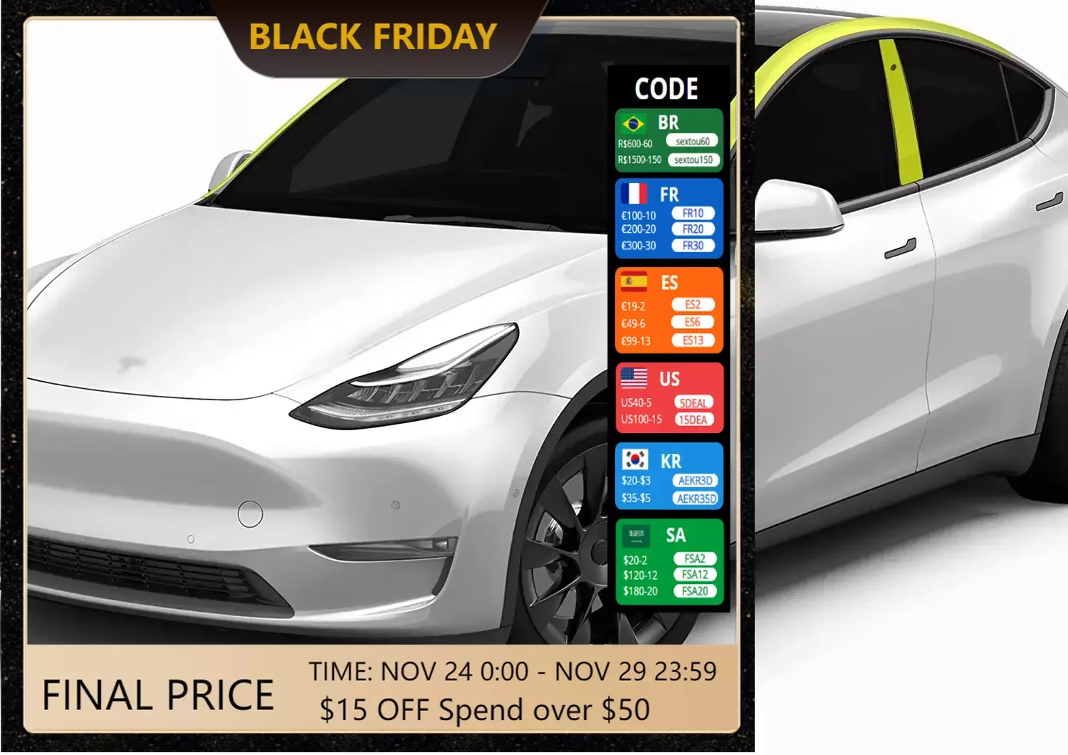 AB pillar 7.5mil Pre-Cut Paint Protection Film Clear Bra PPF Decal Film Kit Compatible with For Tesla Model Y 2020-2023
AB pillar 7.5mil Pre-Cut Paint Protection Film Clear Bra PPF Decal Film Kit Compatible with For Tesla Model Y 2020-2023