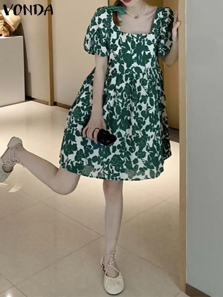VONDA 2023 Summer Elegant Mini Sundress Women Bohemian Sexy Square Collar Dress Floral Printed Short Puff Sleeve Beach Vestidos
VONDA 2023 Summer Elegant Mini Sundress Women Bohemian Sexy Square Collar Dress Floral Printed Short Puff Sleeve Beach Vestidos