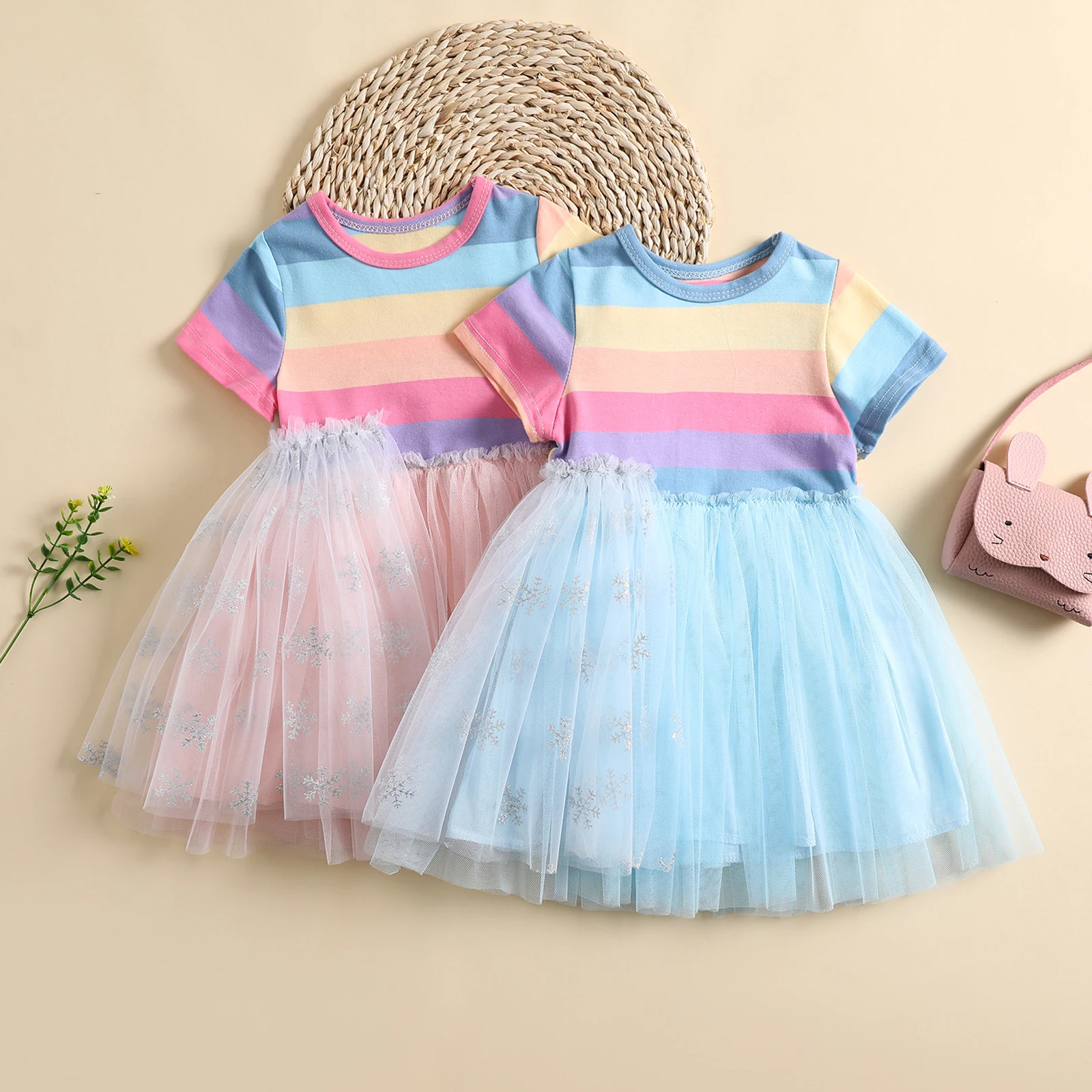 Girls Mesh Dress Summer Striped Mesh Patchwork Crew Neck Short Sleeve Dress for Kids
Girls Mesh Dress Summer Striped Mesh Patchwork Crew Neck Short Sleeve Dress for Kids