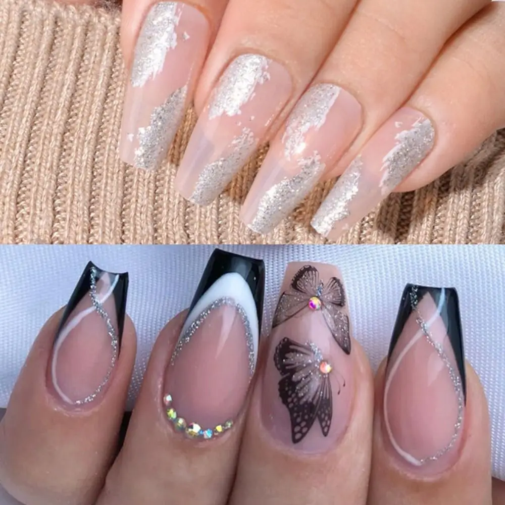 24pcs Manicure Full Cover DIY Press on Nails Silver Wavy French Long Fake Nails Ballerina
24pcs Manicure Full Cover DIY Press on Nails Silver Wavy French Long Fake Nails Ballerina