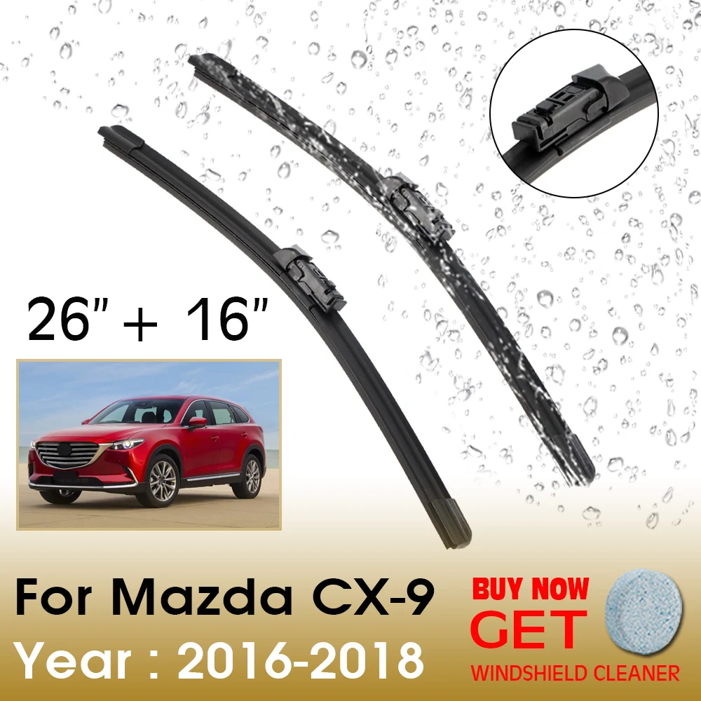 

Car Wiper Blade For Mazda CX-9 26"+16" 2016-2018 Front Window Washer Windscreen Windshield Wipers Blades Accessories