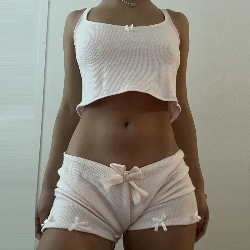 Sweet Girl Homewear 2 Piece Set Clothes Women Backless Tie Cute Bow Pink Crop Tops Vest + Low Waistes Shorts Y2K Fairycore Retro
Sweet Girl Homewear 2 Piece Set Clothes Women Backless Tie Cute Bow Pink Crop Tops Vest + Low Waistes Shorts Y2K Fairycore Retro