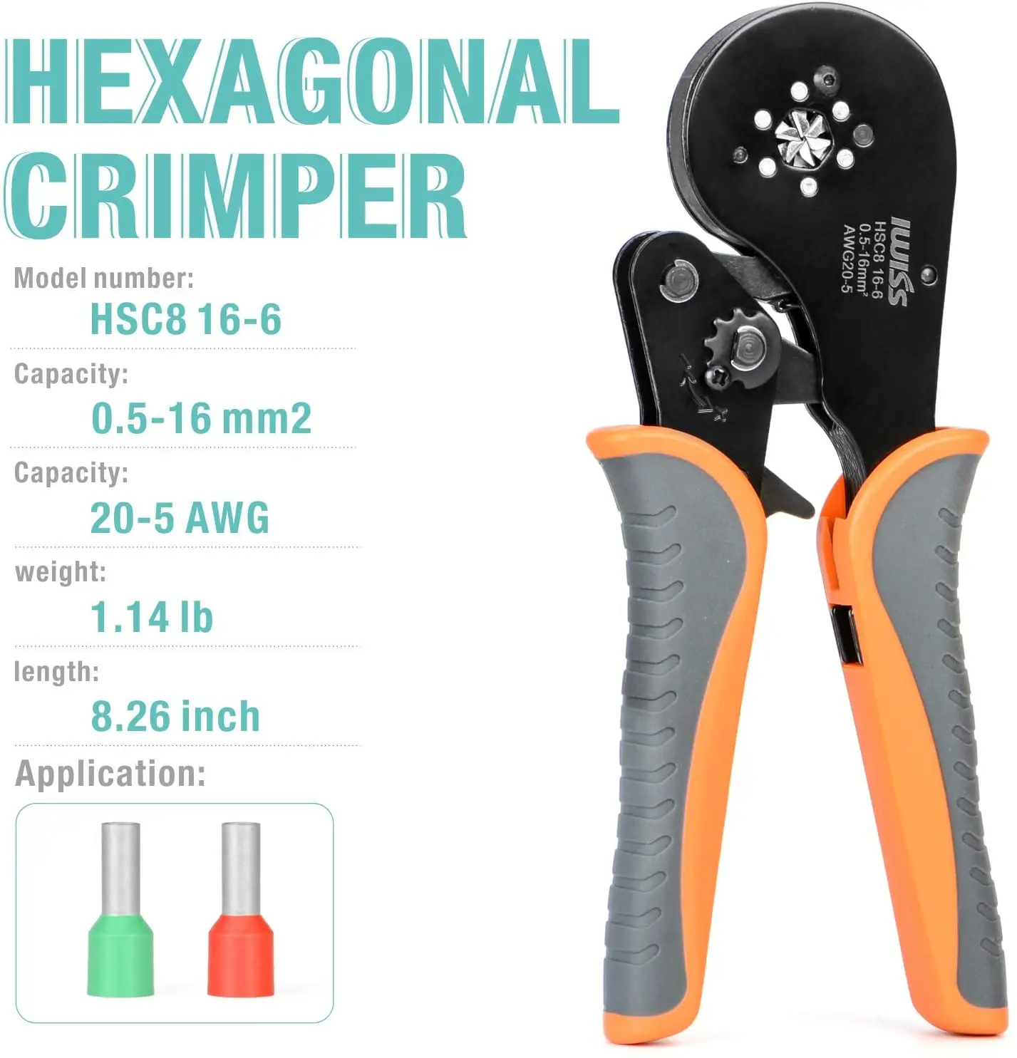 IWISS Hexagonal Ratchet Ferrule Crimping Tool Kit Crimper Plier 0.08-16mm² Wire Ferrules Crimp Wire Ends Sleeves Terminal
IWISS Hexagonal Ratchet Ferrule Crimping Tool Kit Crimper Plier 0.08-16mm² Wire Ferrules Crimp Wire Ends Sleeves Terminal