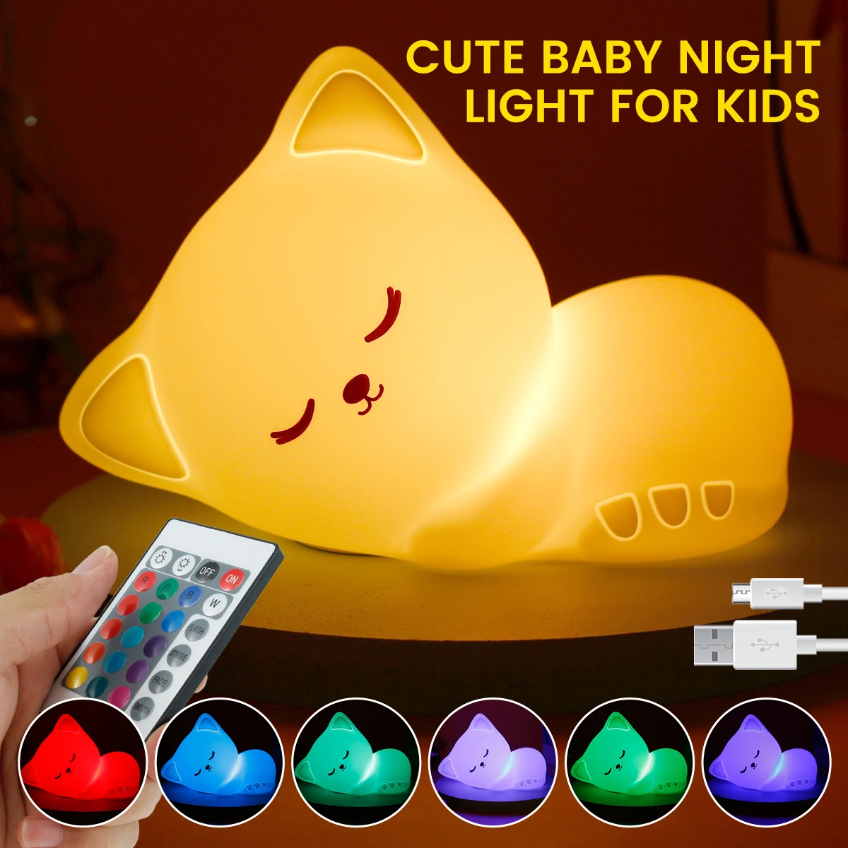New Cute Kitty Night Light Lovely Cat Night Light Baby Kids Night Light for Bedroom 7/9 Color Changing Touch Sensor/Remote
New Cute Kitty Night Light Lovely Cat Night Light Baby Kids Night Light for Bedroom 7/9 Color Changing Touch Sensor/Remote