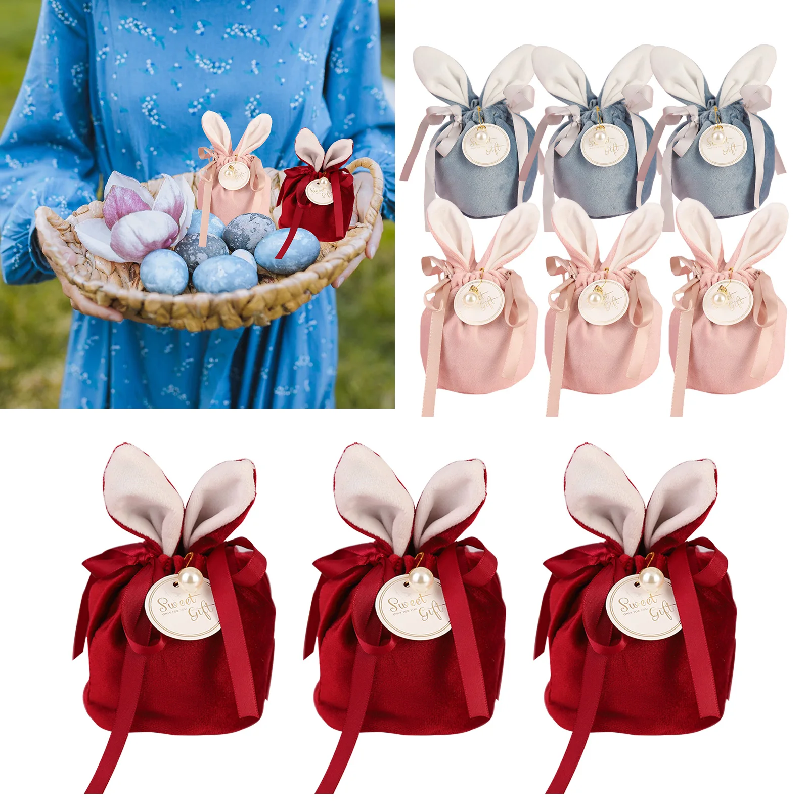 Easter Candy Bag Gift Wrap Bags Cute Rabbit Ear Pocket Valentine's Day Chocolate Bag Wedding Birthday Party Jewelry Organizer
Easter Candy Bag Gift Wrap Bags Cute Rabbit Ear Pocket Valentine's Day Chocolate Bag Wedding Birthday Party Jewelry Organizer