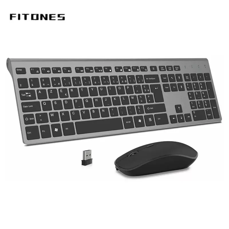 Wireless Keyboard and Mouse Combination, 2.4 Gigahertz Stable Connection Rechargeable Battery, UK/France/Germany/Spain/US Layout
Wireless Keyboard and Mouse Combination, 2.4 Gigahertz Stable Connection Rechargeable Battery, UK/France/Germany/Spain/US Layout
