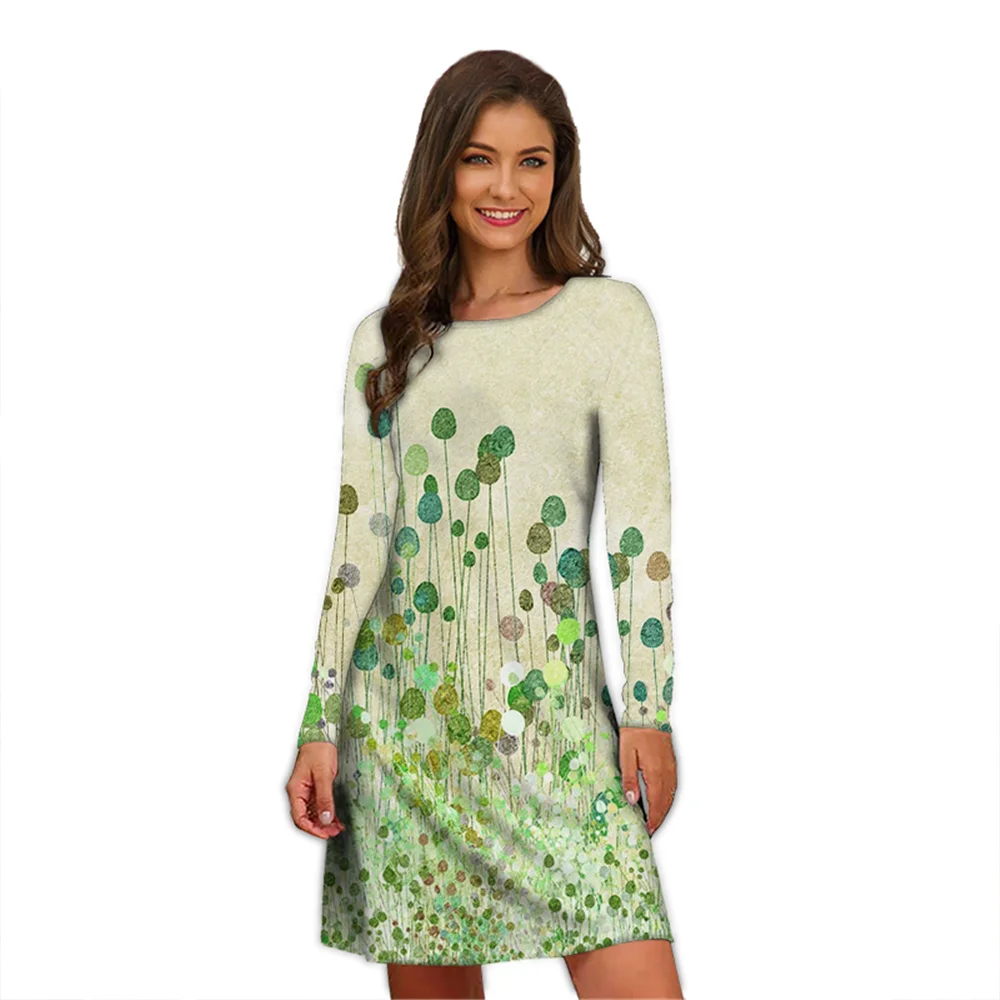 3D Green Leaves Print Dresses For Women 2022 Long Sleeve Loose Oversized Dress Casual Mini Pullovers O-Neck Autumn New Clothing
3D Green Leaves Print Dresses For Women 2022 Long Sleeve Loose Oversized Dress Casual Mini Pullovers O-Neck Autumn New Clothing
