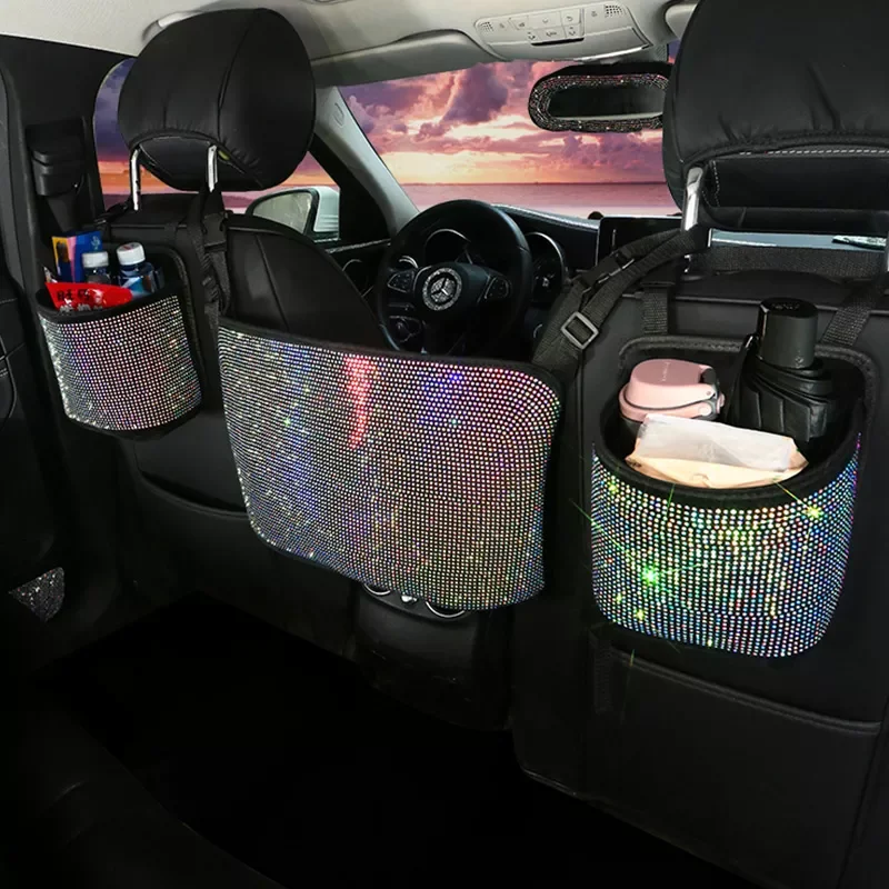 Diamond Rhinestone Car Storage Bag Organizer Seat Back Holder Multi-Pockets Car Backseat Stowing Tidying for Women
Diamond Rhinestone Car Storage Bag Organizer Seat Back Holder Multi-Pockets Car Backseat Stowing Tidying for Women
