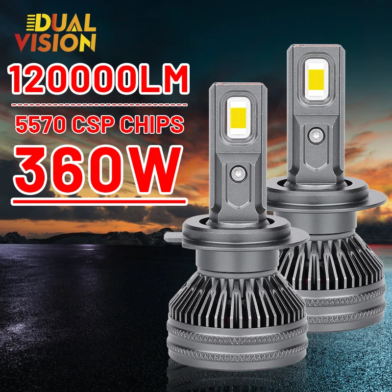 Dualvision 360W H7 H4 LED Headlamp H11 H8 H9 9005 9006 HB3 HB4 LED Canbus Headlight 120000LM High Power Car Lights 6000K 12V 24V
Dualvision 360W H7 H4 LED Headlamp H11 H8 H9 9005 9006 HB3 HB4 LED Canbus Headlight 120000LM High Power Car Lights 6000K 12V 24V