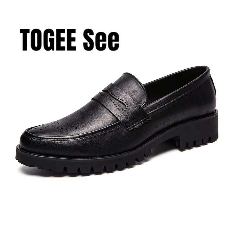 Luxury Men Dress Shoes Brand British Style Designer Shoes Black Leather Slip On Loafers Moccasin Thick Bottom Big Size Men Shoes
Luxury Men Dress Shoes Brand British Style Designer Shoes Black Leather Slip On Loafers Moccasin Thick Bottom Big Size Men Shoes
