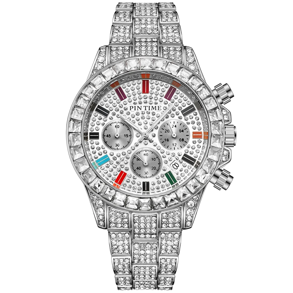 PINTIME Luxury Men's Crystal Watch Fashion Full Bling Diamond Iced Out Watches Business Man Calendar Quartz Wristwatch
PINTIME Luxury Men's Crystal Watch Fashion Full Bling Diamond Iced Out Watches Business Man Calendar Quartz Wristwatch