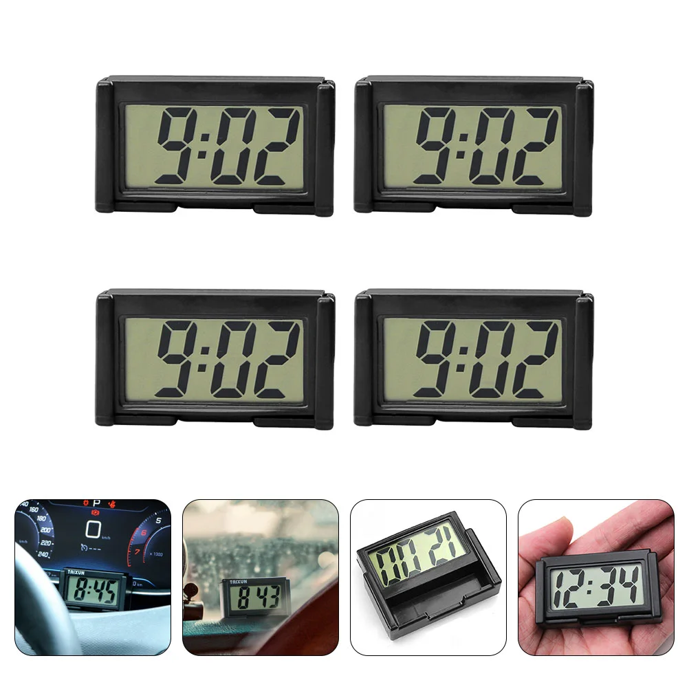 

4 Pcs Clocks Auto Dashboard Time Lcd Screen Clock Desktop Clock Desk Calendar Clock Digital Alarm Clock