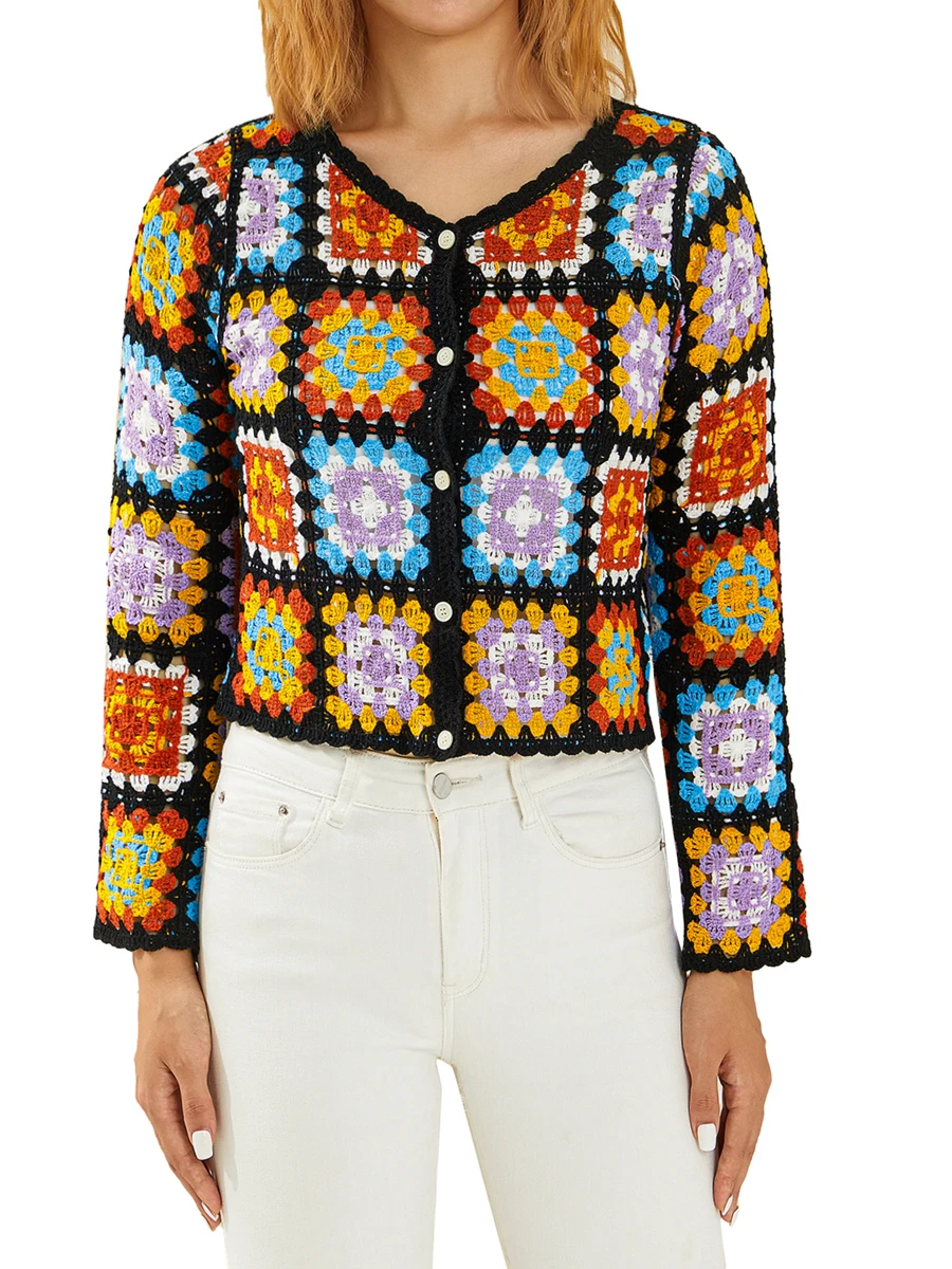 Womens Vintage Crochet Granny Square Cardigan Jumper Long Sleeve Button Down Floral Knitted Sweater Knitwear Cardigan
Womens Vintage Crochet Granny Square Cardigan Jumper Long Sleeve Button Down Floral Knitted Sweater Knitwear Cardigan