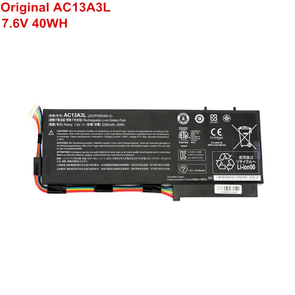 

7.6V 40Wh New Original Replacement Battery Laptop AC13A3L For Acer Aspire P3-131 P3-171 11.6" ULTRABOOK TravelMate X313 X313-E