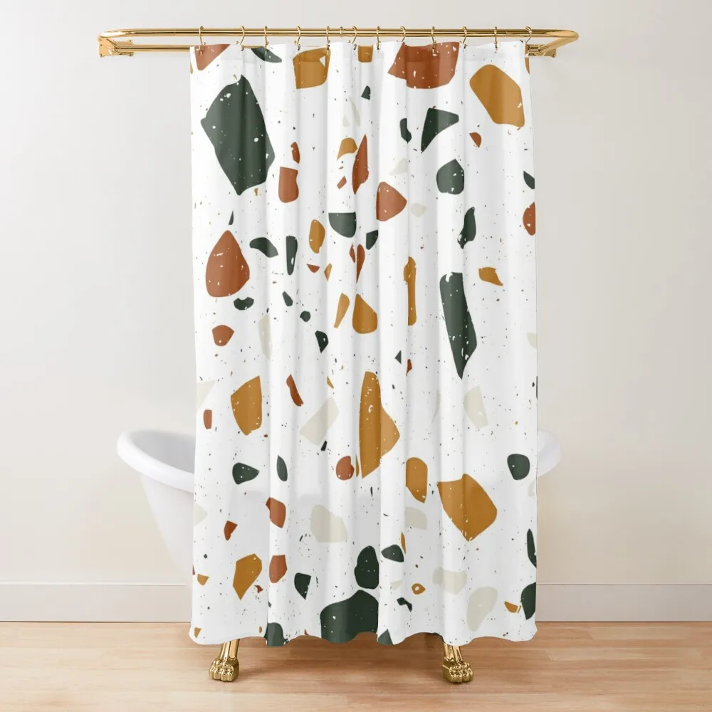 

Terrazzo Stone Pattern (Navy + Terracotta + Mustard) Curtain For Bedroom Divider For Room Bestseller Shower Curtains