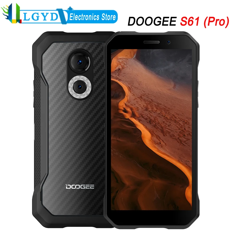 

DOOGEE S61 (Pro) Rugged Phone 6GB RAM 64GB/128GB ROM 6.0 inch Android 12 MTK Helio G35 Octa Core Night Vision Camera 4G LTE NFC