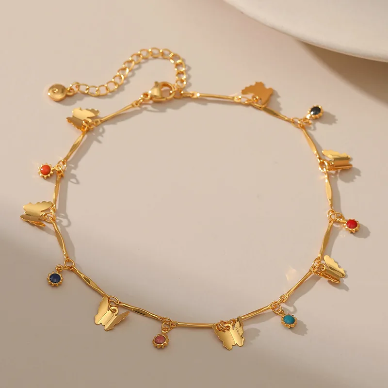 

Boho Butterfly Anklet Gold Plated 18K Stainless Steel Anklets Foot Bracelet for Women Bohemia Fashion Summer Jewelry
