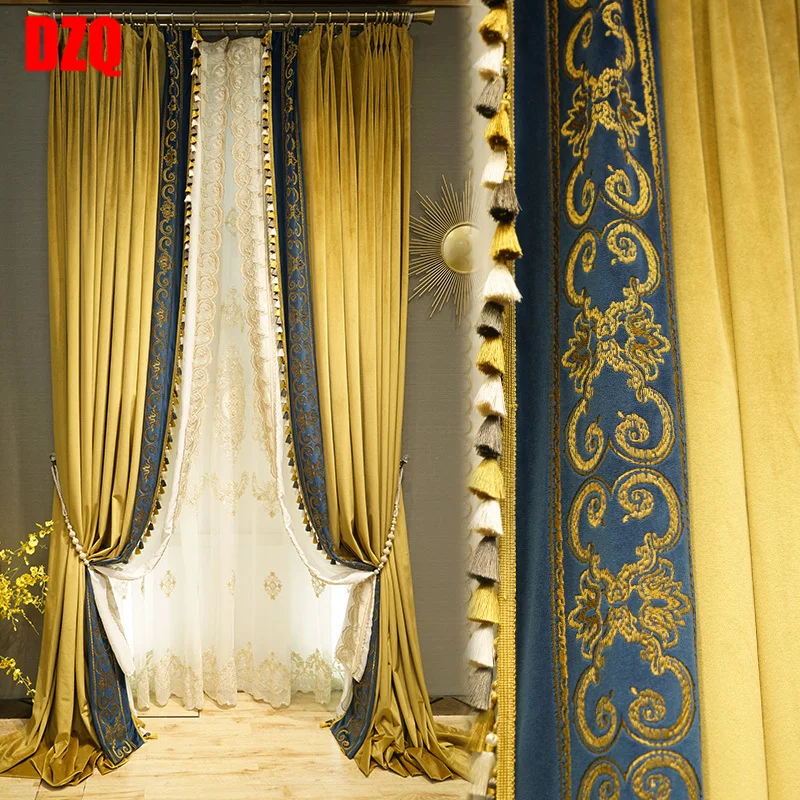 High-grade European Embroidery Flocking Lace Stitching Velvet Thickening Blackout Curtains for Living Room Bedroom Customization
High-grade European Embroidery Flocking Lace Stitching Velvet Thickening Blackout Curtains for Living Room Bedroom Customization