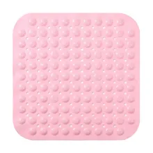 Home Pure Color Bathroom Non-slip Waterproof Floor Mat Square Shower Room Massage Foot Pad Fashion PVC Floor Mat With Suction Cu