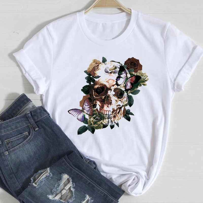 T-shirts Women Floral Skull Flower Fashion 2021 Cute Spring Summer Trend Graphic Tshirt Top Lady Print Travel Tee T-Shirt
T-shirts Women Floral Skull Flower Fashion 2021 Cute Spring Summer Trend Graphic Tshirt Top Lady Print Travel Tee T-Shirt