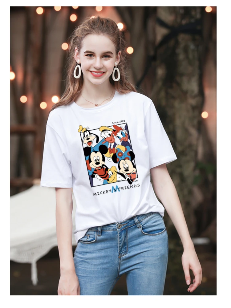 Disney Print Cartoon Mickey Friends Cute Kawaii Tshirts for Girls Summer Loose Short Sleeve White T-shirts Cotton Tops Female
Disney Print Cartoon Mickey Friends Cute Kawaii Tshirts for Girls Summer Loose Short Sleeve White T-shirts Cotton Tops Female