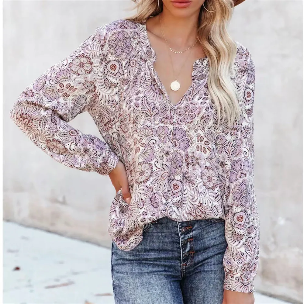 Women Blouse V Neck Long Sleeve Pullover Loose Casual Shirt Printed Shirt Sicilian Fashion Elegant 2022 Summer Spring New
Women Blouse V Neck Long Sleeve Pullover Loose Casual Shirt Printed Shirt Sicilian Fashion Elegant 2022 Summer Spring New