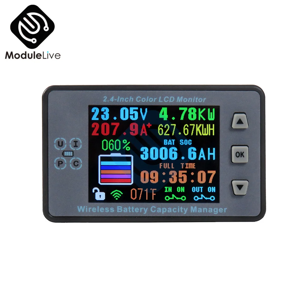 2.4 Inch Color Screen Wireless Voltage Current Meter 120V 300A Wireless Digital Voltmeter Ammeter Coulomb Counter Temp Meter
2.4 Inch Color Screen Wireless Voltage Current Meter 120V 300A Wireless Digital Voltmeter Ammeter Coulomb Counter Temp Meter