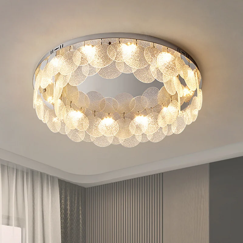

Современная Минималистичная круглая стеклянная Хрустальная потолочная лампа, украшение для гостиной, кабинета, спальни, светодиодное комнатное Освещение для дома