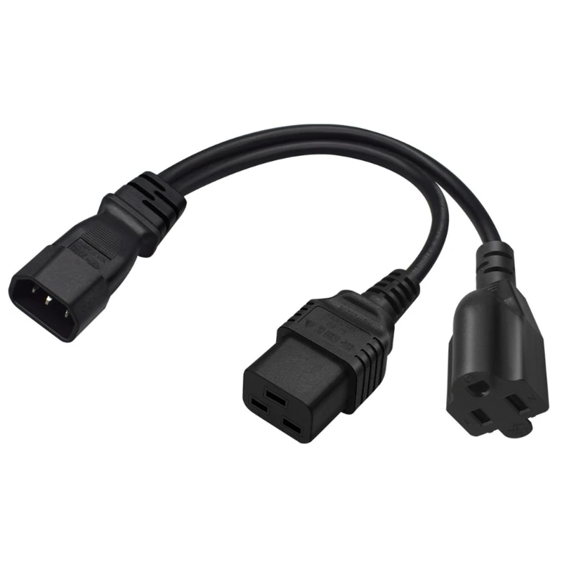 IEC320 C14 to C19+Nema 5-15R Y-Type Splitter Cord, IEC 320 C14 Male to C19+5-15R Female Power Supply Adapter Cable
IEC320 C14 to C19+Nema 5-15R Y-Type Splitter Cord, IEC 320 C14 Male to C19+5-15R Female Power Supply Adapter Cable