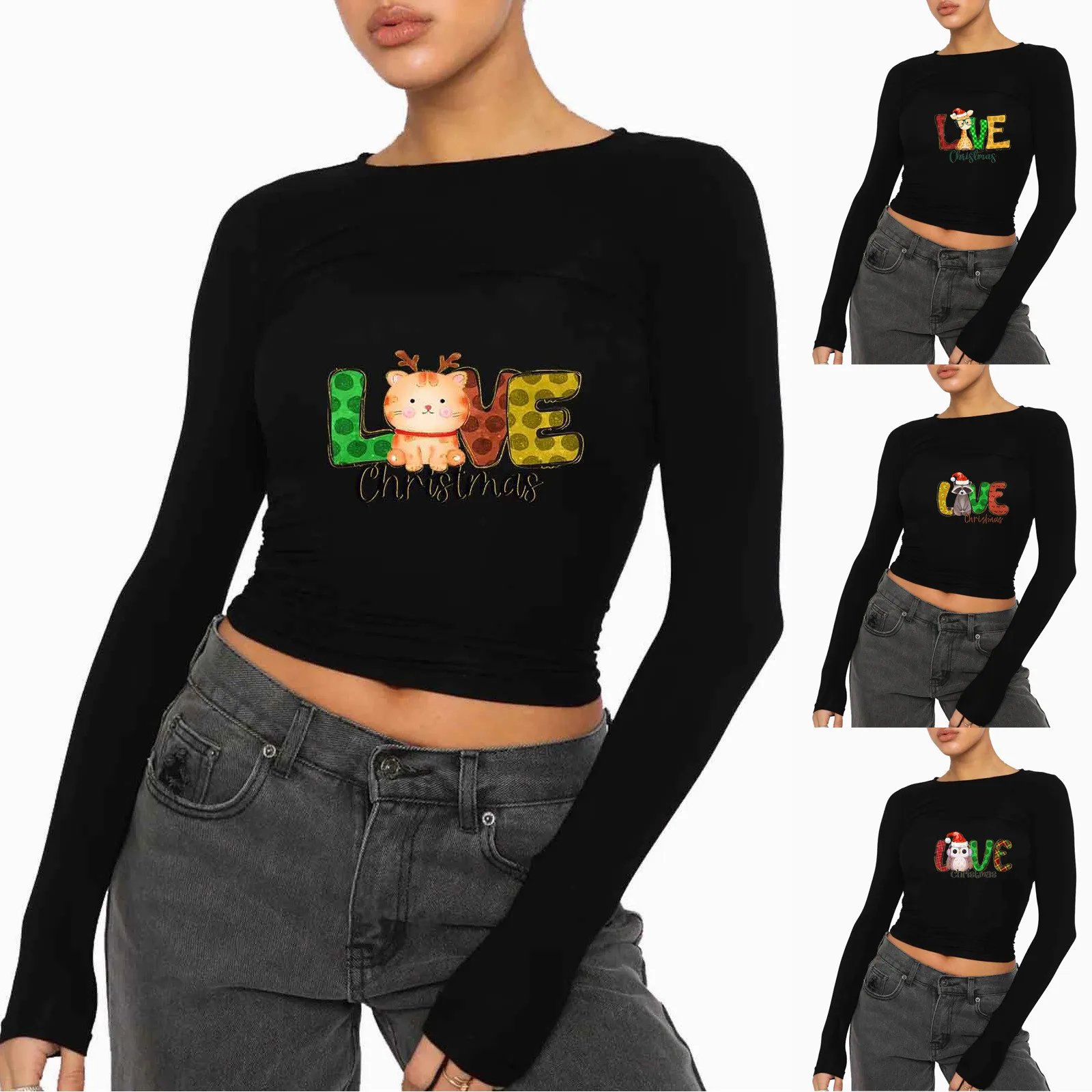 Long Sleeves Crop Tops Fashion Cute Animal LOVE Print Slim Fit Women Blouse Autumn Crewneck Short Pullover Y2K Streetwear Tees
Long Sleeves Crop Tops Fashion Cute Animal LOVE Print Slim Fit Women Blouse Autumn Crewneck Short Pullover Y2K Streetwear Tees