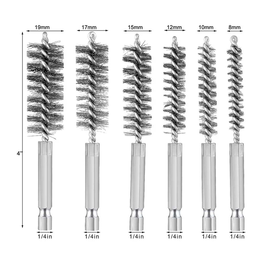 6 Pcs 8mm-19mm Drilling Brushes,Stainless Steel Cleaning Brushes For Impact Drill Metal Wire Burring Cleaning Tool Family
6 Pcs 8mm-19mm Drilling Brushes,Stainless Steel Cleaning Brushes For Impact Drill Metal Wire Burring Cleaning Tool Family