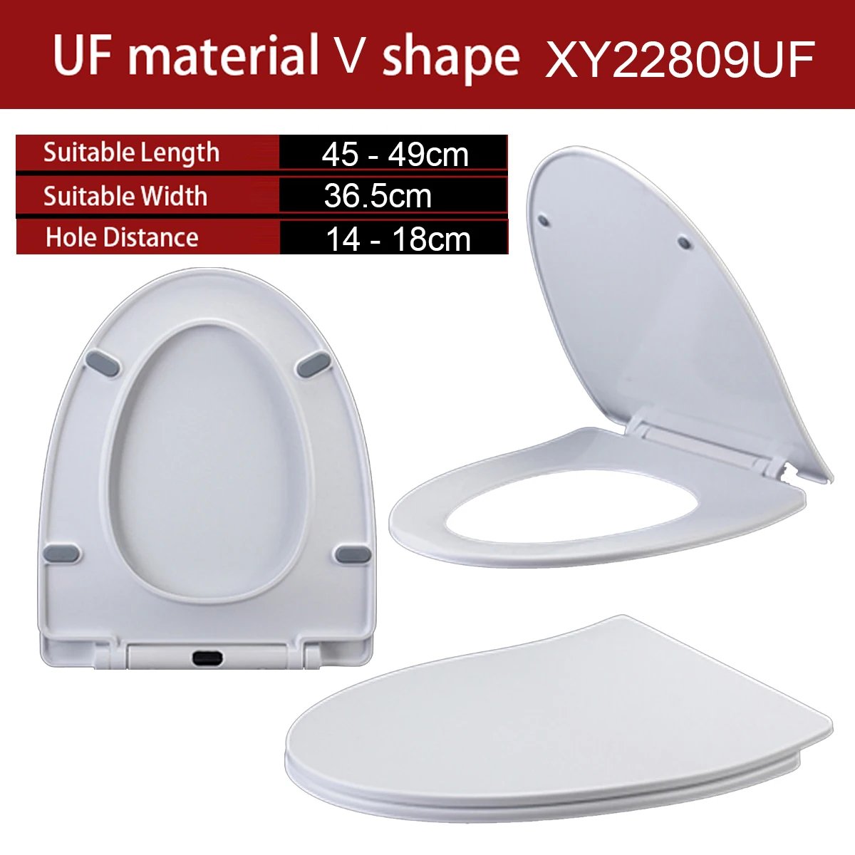 Toilet Lid Seat Cover V Shape Urea Formaldehyde Vitreous China Slow Close Thicken High Hardness Quick Install Removal XY22809UF
Toilet Lid Seat Cover V Shape Urea Formaldehyde Vitreous China Slow Close Thicken High Hardness Quick Install Removal XY22809UF