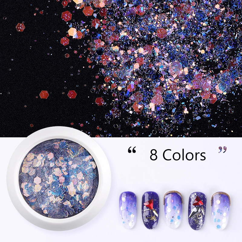 Mixed Hexagons Nails Sequins 8 Colors 3D Holographic Glitter Flakes Nail Art Powder Charms Manicure Nail Decoration Accessories
Mixed Hexagons Nails Sequins 8 Colors 3D Holographic Glitter Flakes Nail Art Powder Charms Manicure Nail Decoration Accessories