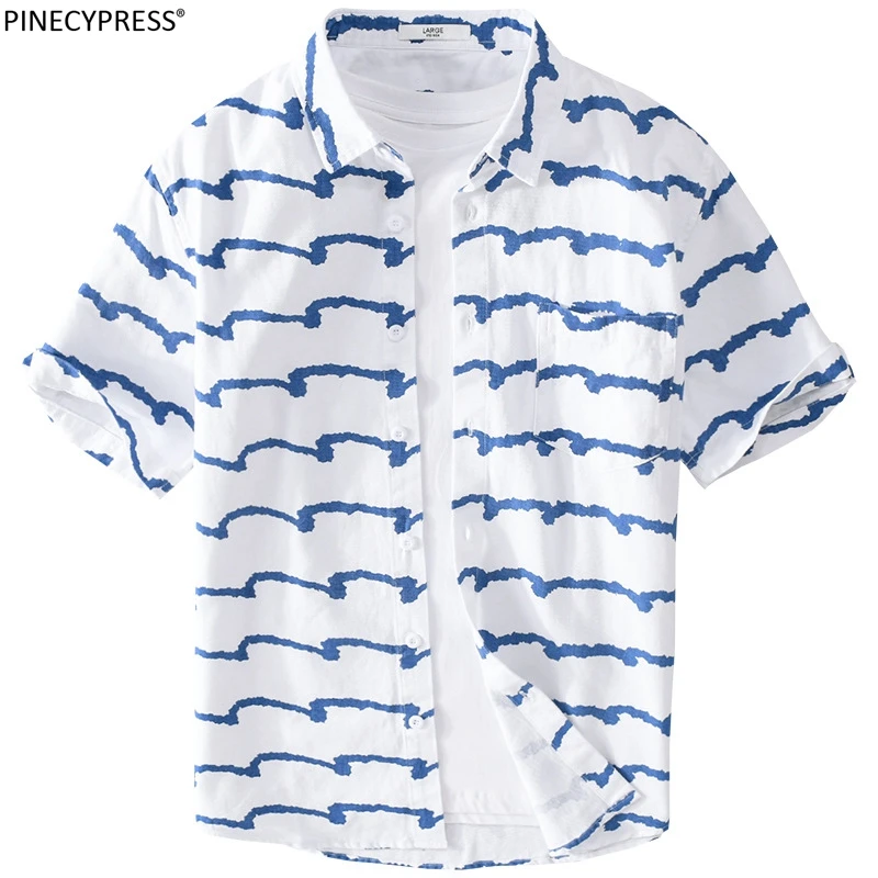 100% Cotton Anti-static Anti-pilling Man Summer Casual Streetshirt Blue Striped Short Sleeve Clothing Turn Down Collar Men Shirt
100% Cotton Anti-static Anti-pilling Man Summer Casual Streetshirt Blue Striped Short Sleeve Clothing Turn Down Collar Men Shirt