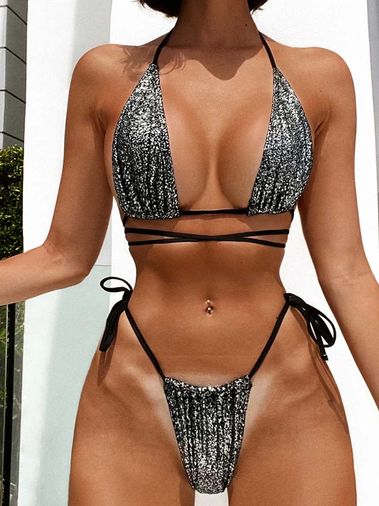 Shiny Solid Black Bikini Set Women Halter Lace Up Bandage Cross Micro Swimsuit Brazilian Beach Bathing Suit Thong Swimwear 2022
Shiny Solid Black Bikini Set Women Halter Lace Up Bandage Cross Micro Swimsuit Brazilian Beach Bathing Suit Thong Swimwear 2022