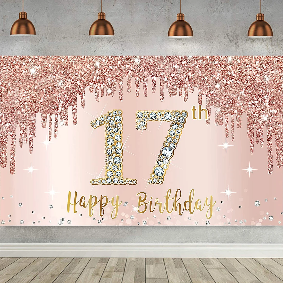 Happy 17th Birthday Backdrop for Girls Pink Rose Gold Glitter Photo 17 Years Old Party Banner Decoration Booth Poster Background
Happy 17th Birthday Backdrop for Girls Pink Rose Gold Glitter Photo 17 Years Old Party Banner Decoration Booth Poster Background