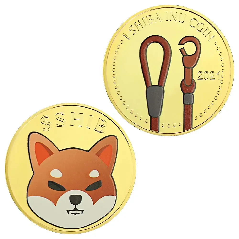 Золотая позолоченная памятная монета Shiba Inu 
Золотая позолоченная памятная монета Shiba Inu