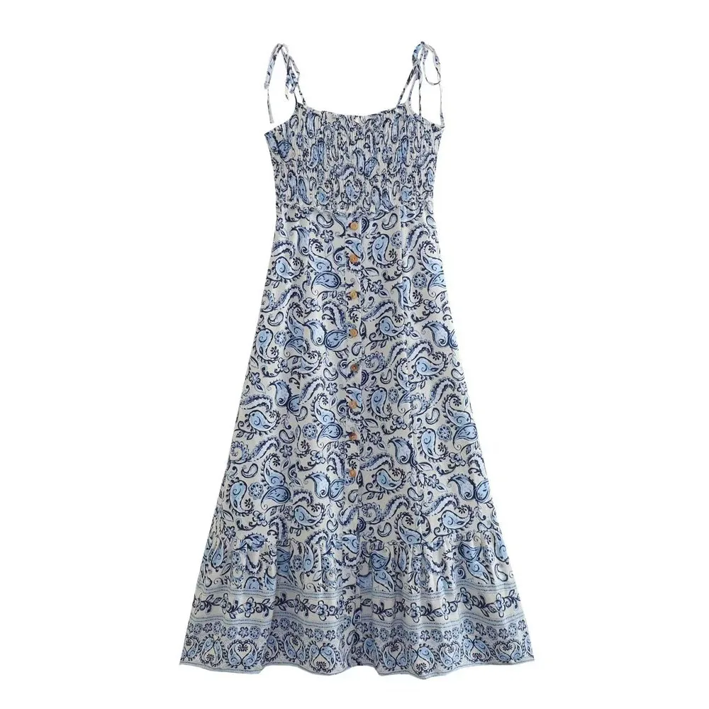 PB & ZA Women 2023 New Fashion Printed Midi Dress Chic Full Pleated Backless Sleeveless Buttoned Long Dress Vestidos Muje
PB & ZA Women 2023 New Fashion Printed Midi Dress Chic Full Pleated Backless Sleeveless Buttoned Long Dress Vestidos Muje