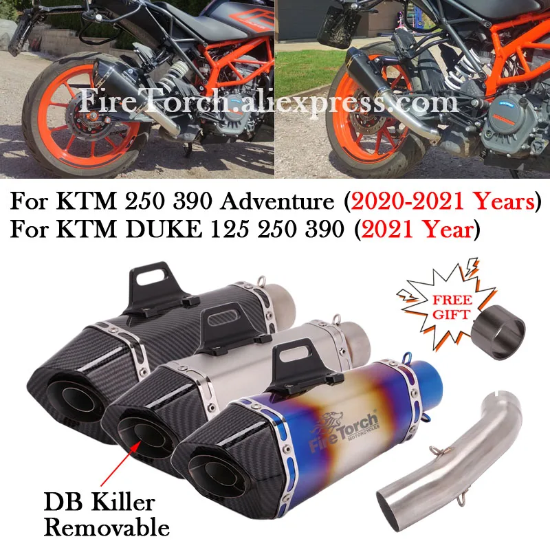 

Для мотоциклетной выхлопной системы KTM DUKE 125 250 390 ADV Adventure 2020 2021 среднее звено трубы глушитель дБ убийца сброс мото модификация