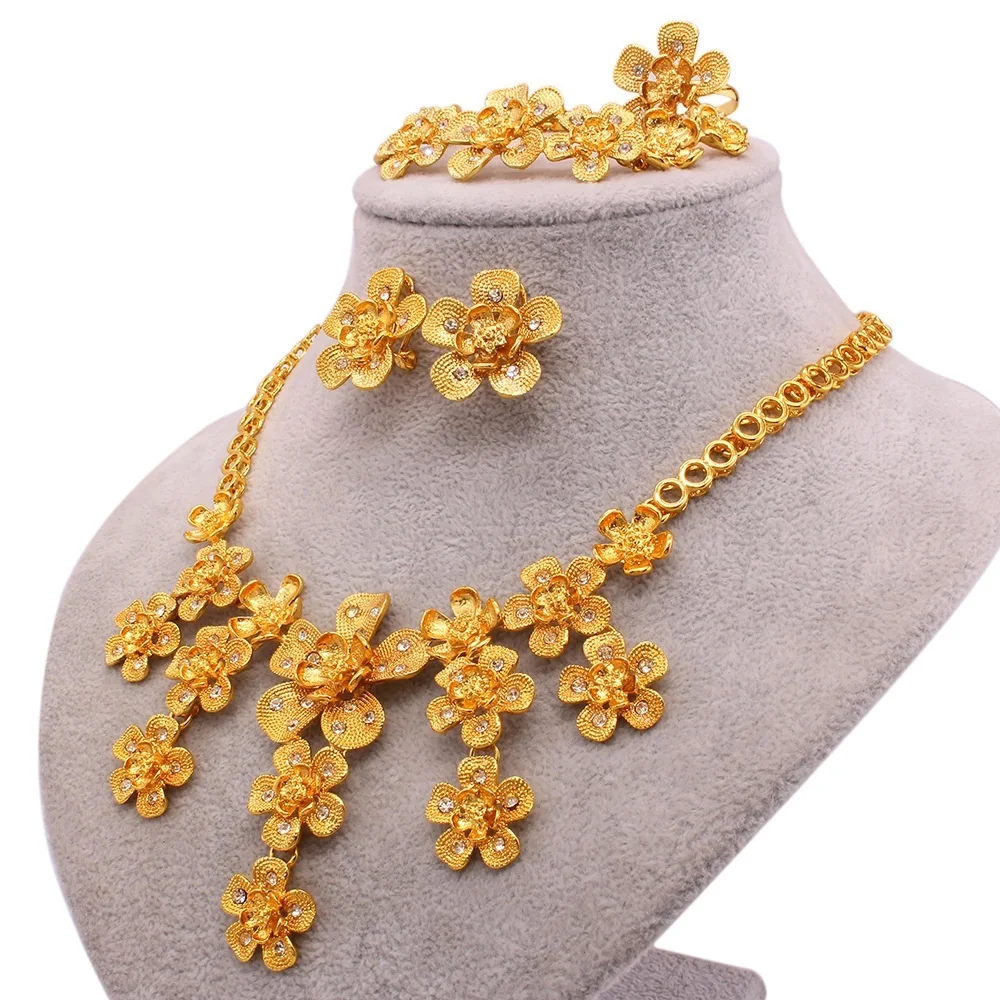 New RoseL Dubai 24K Gold Middle East Women Wedding Gold Jewelry High Quality Saudi Arabia Bridal Gold Luxury Jewelry Set
New RoseL Dubai 24K Gold Middle East Women Wedding Gold Jewelry High Quality Saudi Arabia Bridal Gold Luxury Jewelry Set
