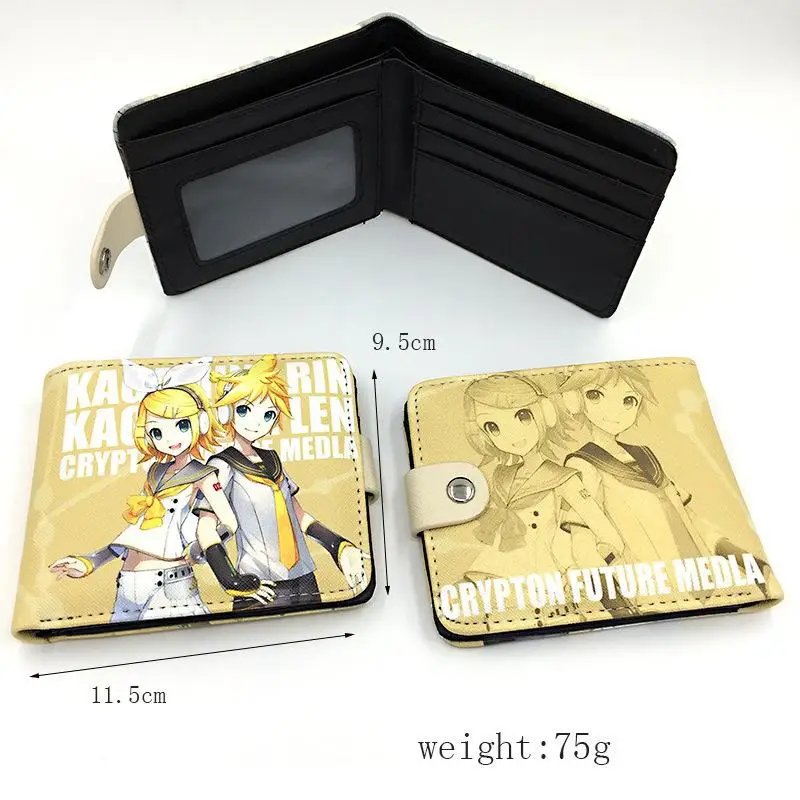 

Кошелек Hatsune Miku из аниме-мультфильма кагамин, кошелек с двойной складкой и защелкой, кошелек для монет, милый Контейнер для хранения, мини-сумка, подарок для девочек