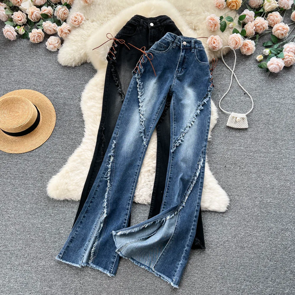2023 New High Waisted Skinny Jeans For Women Design Sense Vintage Raw Edge Split Ins Bell-Bottoms Fashion Women Pants
2023 New High Waisted Skinny Jeans For Women Design Sense Vintage Raw Edge Split Ins Bell-Bottoms Fashion Women Pants