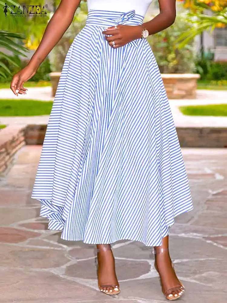 Summer Women Striped Long Skirt Belted Saias Jupe ZANZEA Bohemian Maxi Skirts 2022 Casual A Line Asymmetrical Faldas Oversized
Summer Women Striped Long Skirt Belted Saias Jupe ZANZEA Bohemian Maxi Skirts 2022 Casual A Line Asymmetrical Faldas Oversized