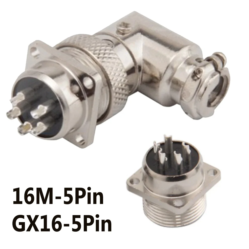 

16M GX16-2 3 4 5 6 7 8 9 10 pin square flange socket / right angle 90° elbow 16M-5D/5H, GX16-5 aviation plug connector,