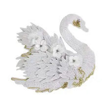 Sequin Patch Black and White Swan Embroidery Cloth Paste Used for T-shirt Pants Coat Bag Womens Clothing Accessories Decoration