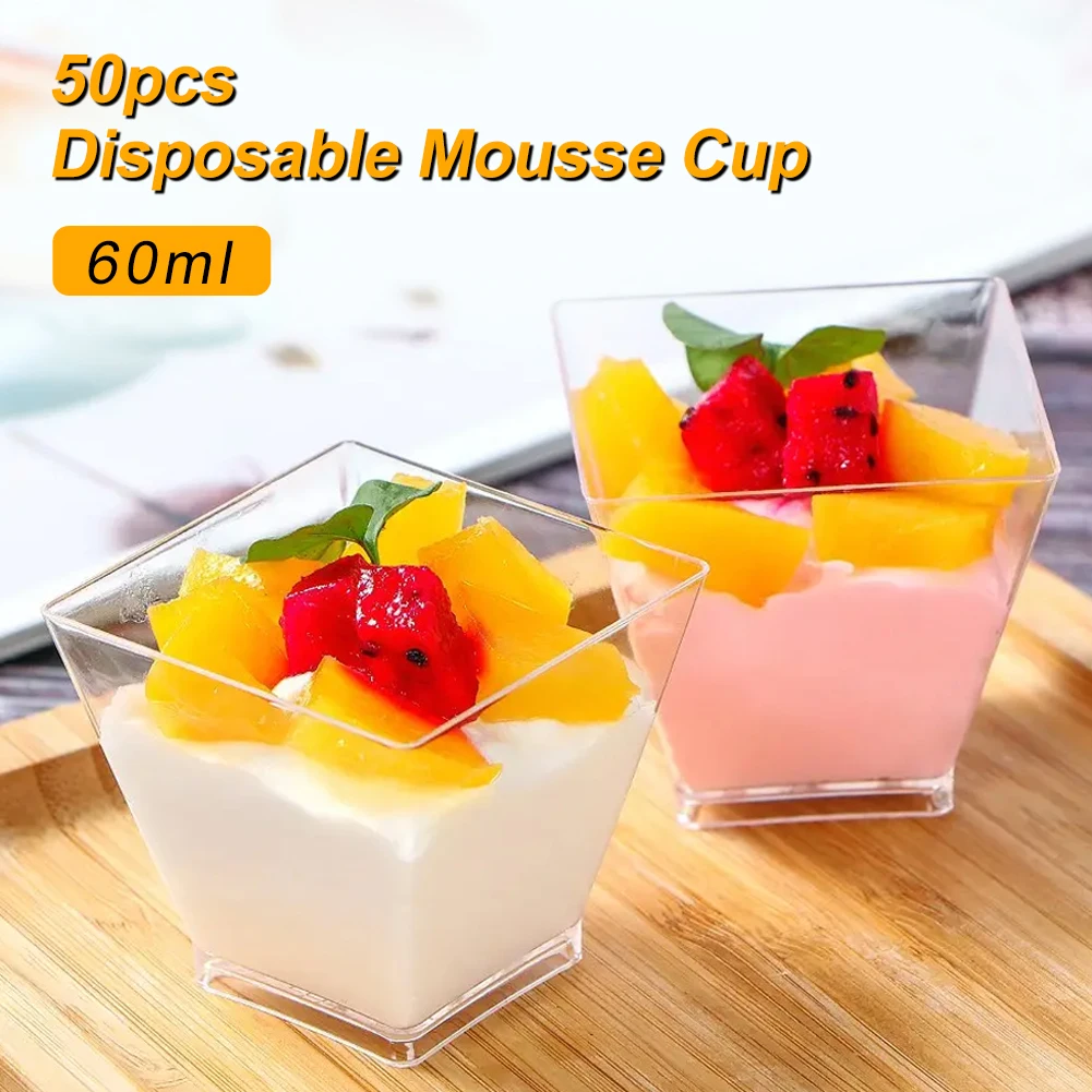 50pcs 60ML Disposable Plastic Dessert Cups Portion Transparent Dessert Ice Cream Cup Yogurt Cake Jelly Container Pastry Tools
50pcs 60ML Disposable Plastic Dessert Cups Portion Transparent Dessert Ice Cream Cup Yogurt Cake Jelly Container Pastry Tools